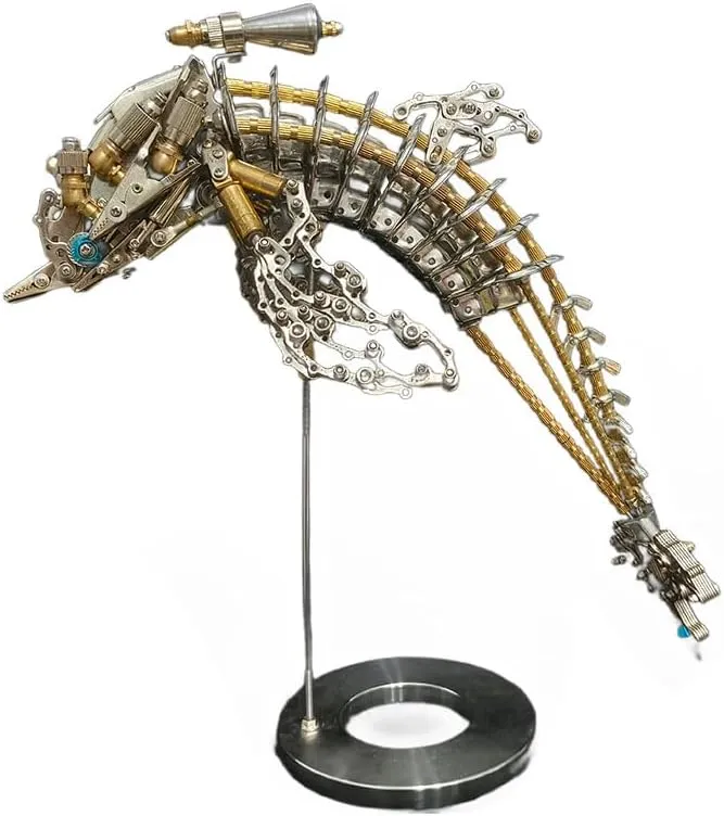 700 PCS 3D Mechanical Dolphin Steampunk Puzzle Animal, DIY Assembly Oceanic Creature Puzzle Gift Dolphin 3D postmaster husbandry manifest applicable untie numerous Metal Puzzle for Adults, 3D Metal Dolphin Model Kit to Build, 