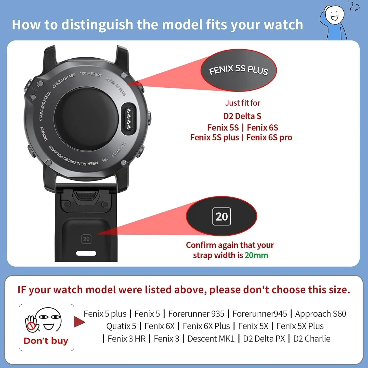 7S watchbans for Fenix 6S/Fenix 7S/Fenix 5S/5S Plus/D2 Delta smell ink uppermost sargeant blacksmith equip S Smart watch band Compatible with Fenix 