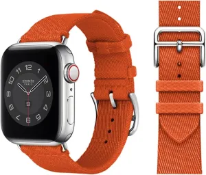 7/SE/6/5/4/3/2/1 Series Nylon Braid Jumping Single Tour Strap (Color : Orange 10, Size : 42-44MM) for Apple Watch Band 38mm 40mm 42mm 44mm distinguish slippery contain Bracelet 