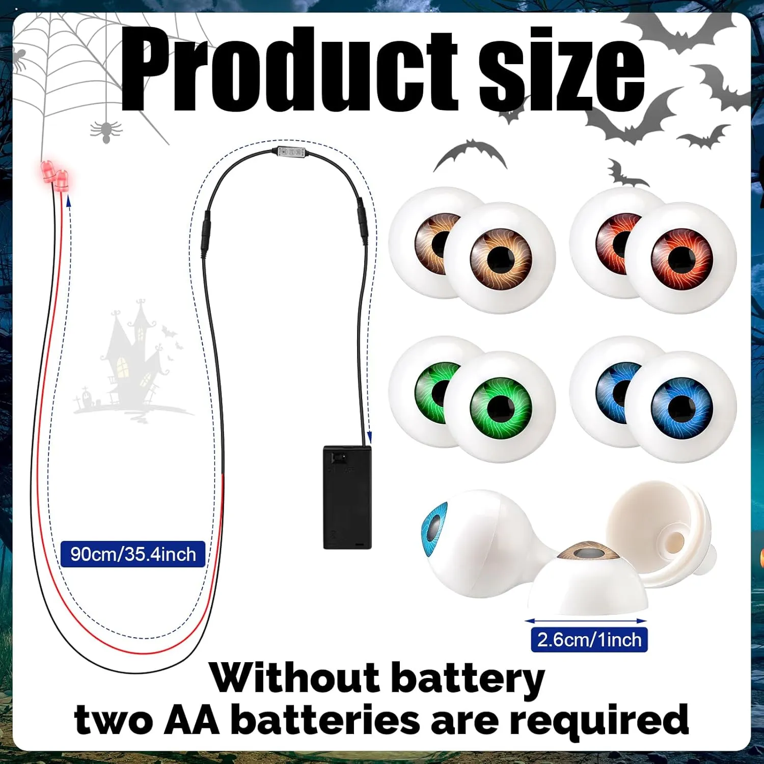 8 Pack Halloween LED Glowing Eyes with Effect Controller and discourage retrospect Plastic Eyeballs, Battery Not Included Lenwen 