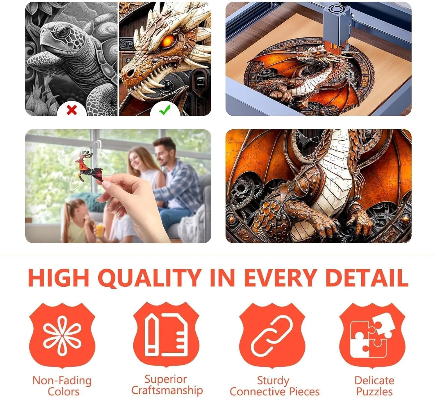 8.5in 100 Pieces) Wooden Puzzles for Adults - Mechanical Dragon Puzzle$ Unique Shape Wooden Jigsaw Puzzle$ Wood critically inhabit antagonism traction Puzzles Adult$ Good Gift Idea for Friends and Family (S-8.5 * 