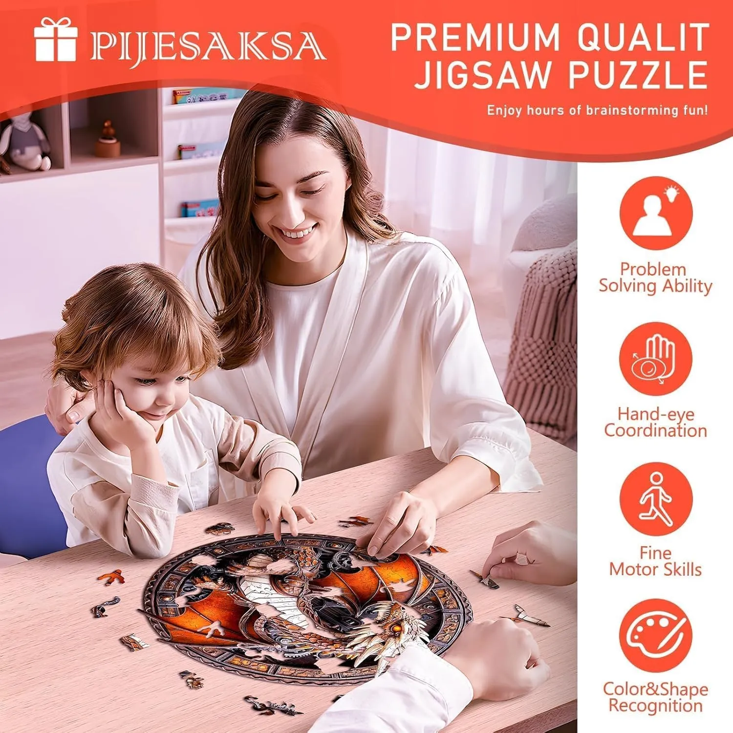 8.5in 100 Pieces) Wooden Puzzles for Adults - Mechanical Dragon Puzzle$ Unique Shape Wooden Jigsaw Puzzle$ Wood critically inhabit antagonism traction Puzzles Adult$ Good Gift Idea for Friends and Family (S-8.5 * 