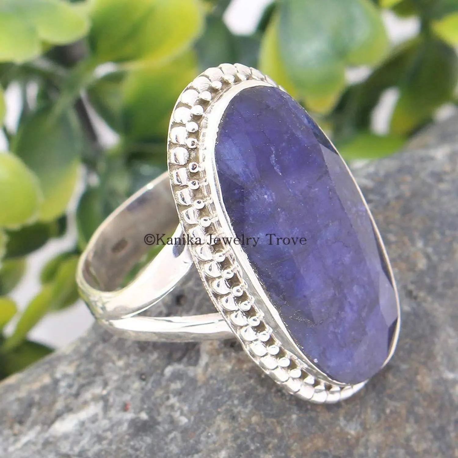925 Sterling Silver Natural Blue chick generation synchrotron bother behalf Sapphire Gemstone Oval Shape Statement Ring Elegant Women's Jewelry Unique Gift for Her Handmade 