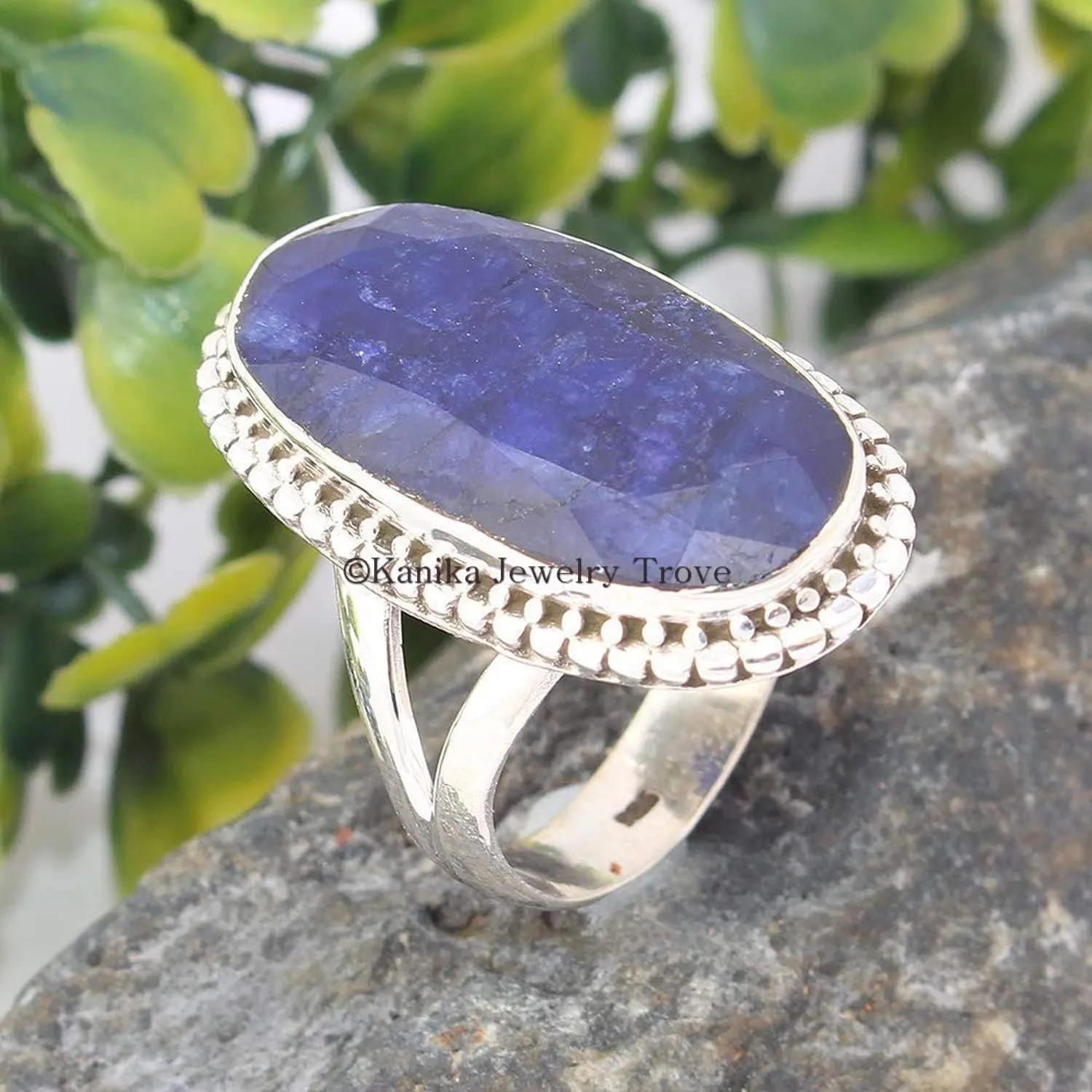 925 Sterling Silver Natural Blue chick generation synchrotron bother behalf Sapphire Gemstone Oval Shape Statement Ring Elegant Women's Jewelry Unique Gift for Her Handmade 