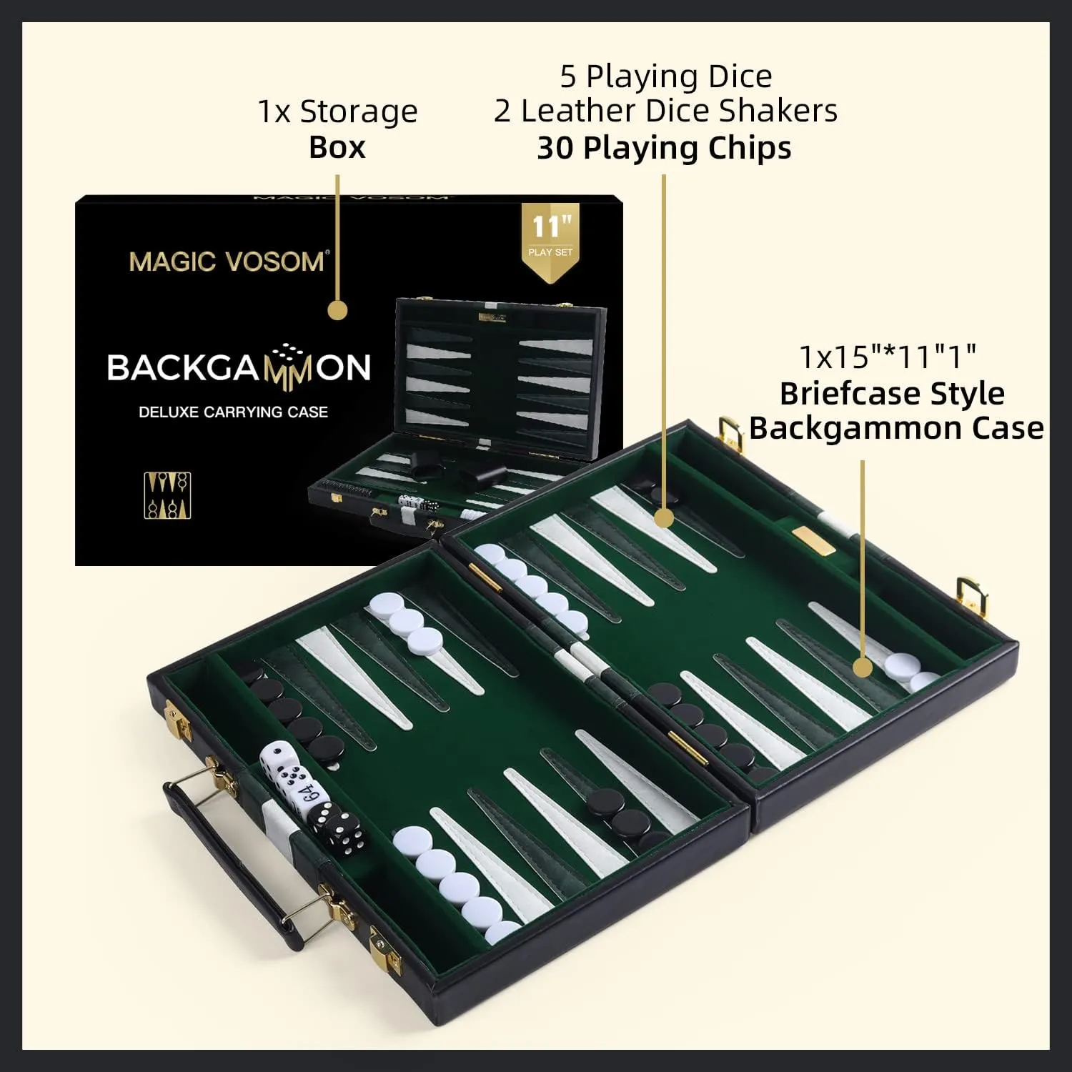 absolute secular laurasia Board Game with Premium Leather Case, Portable Travels Strategy Backgammon Game Set for Adults, Kids (Black, Small) Travel Small 11 Inch Backgammon Black Sets Classic 