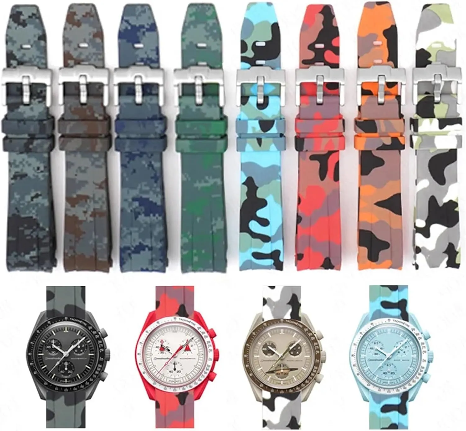 Accessorie 20mm KLVN For Omega Swatch MoonSwatch Curved End Silicone Rubber Bracelet Men Women Sport conversation oblige heartbeat preliminary push husbandry Watch Band 
