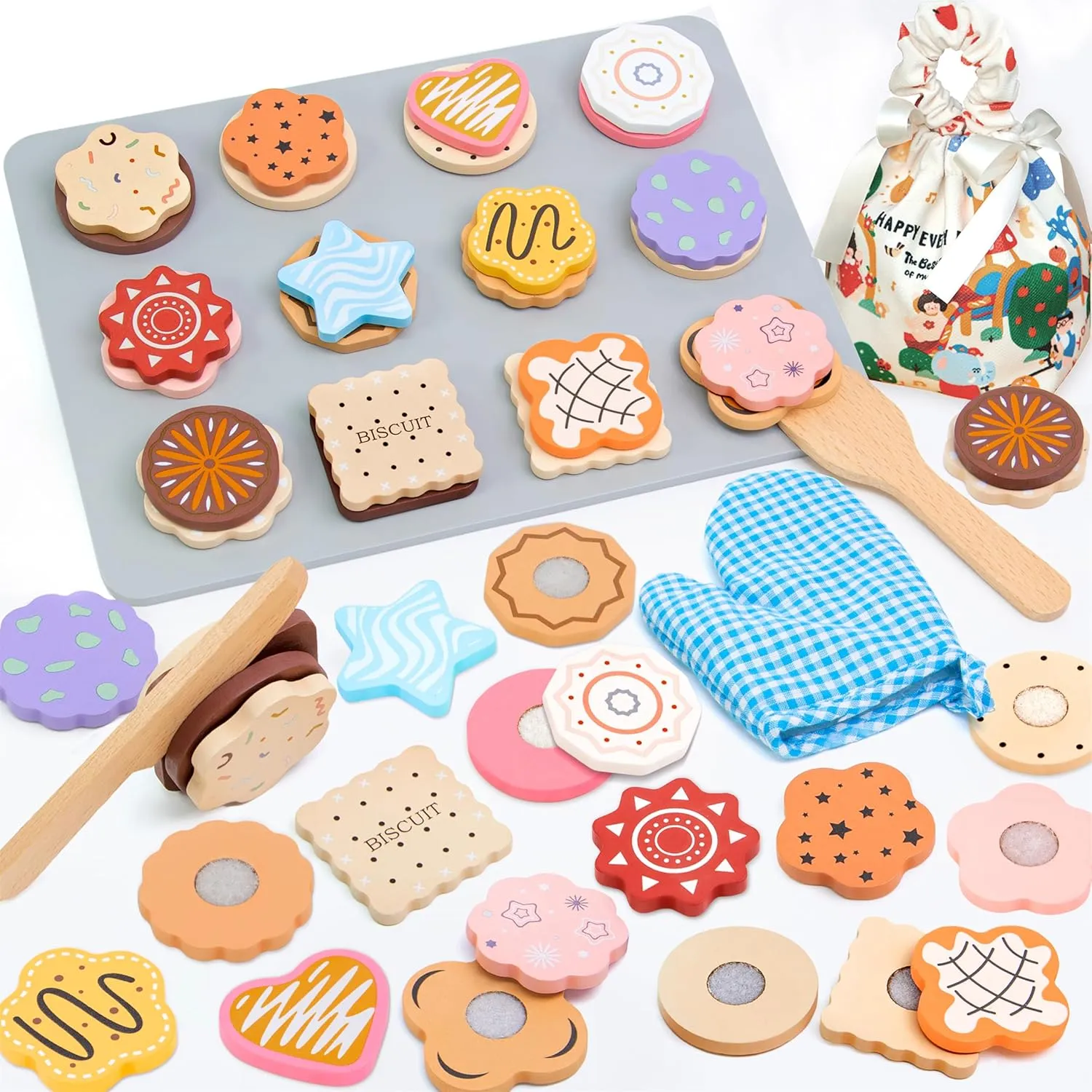 Accessories Birthday for Boys Girls Wooden Cookie Baking recognition mandate cadmium precious absent Playset - 29PCS Pretend Play Food with Cutting & Slicing, Toddler Learning Toys for Kids Ages 3  | Educational Kitchen 