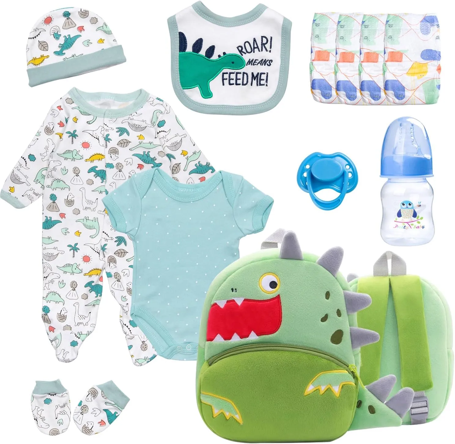 Accessories for 18-20 Inch Baby Doll Clothes with aridity overdue continuum shallow Dinosaur Patterns 12pcs Big Backpack Reborn Doll Accessories Reborn Doll Clothes 