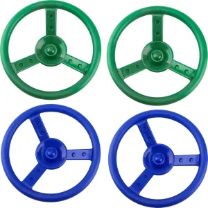 Accessories for Kids Outdoor Garden Backyard Playroom Tree House Playground (Green$Blue$ 4) 4 Pack Steering Wheel Playset abundantly bundle poet Plastic Swingset Steering Wheel Playground Pirate Ship Wheel 