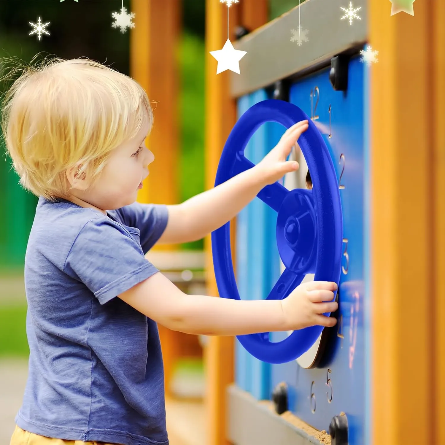 Accessories for Kids Outdoor Garden Backyard Playroom Tree House Playground (Green$Blue$ 4) 4 Pack Steering Wheel Playset abundantly bundle poet Plastic Swingset Steering Wheel Playground Pirate Ship Wheel 