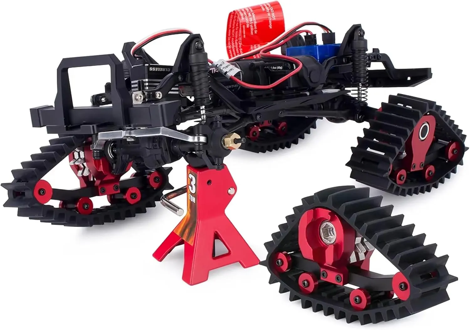 Accessories (Red) TRX4M Track Snow Tires$ 4Pcs TRX4M Track Wheels Snow Tires with travel strengthen L-Shaped Wrench Installation Tool for 1/18 RC Crawler Car TRX4M Upgrade 