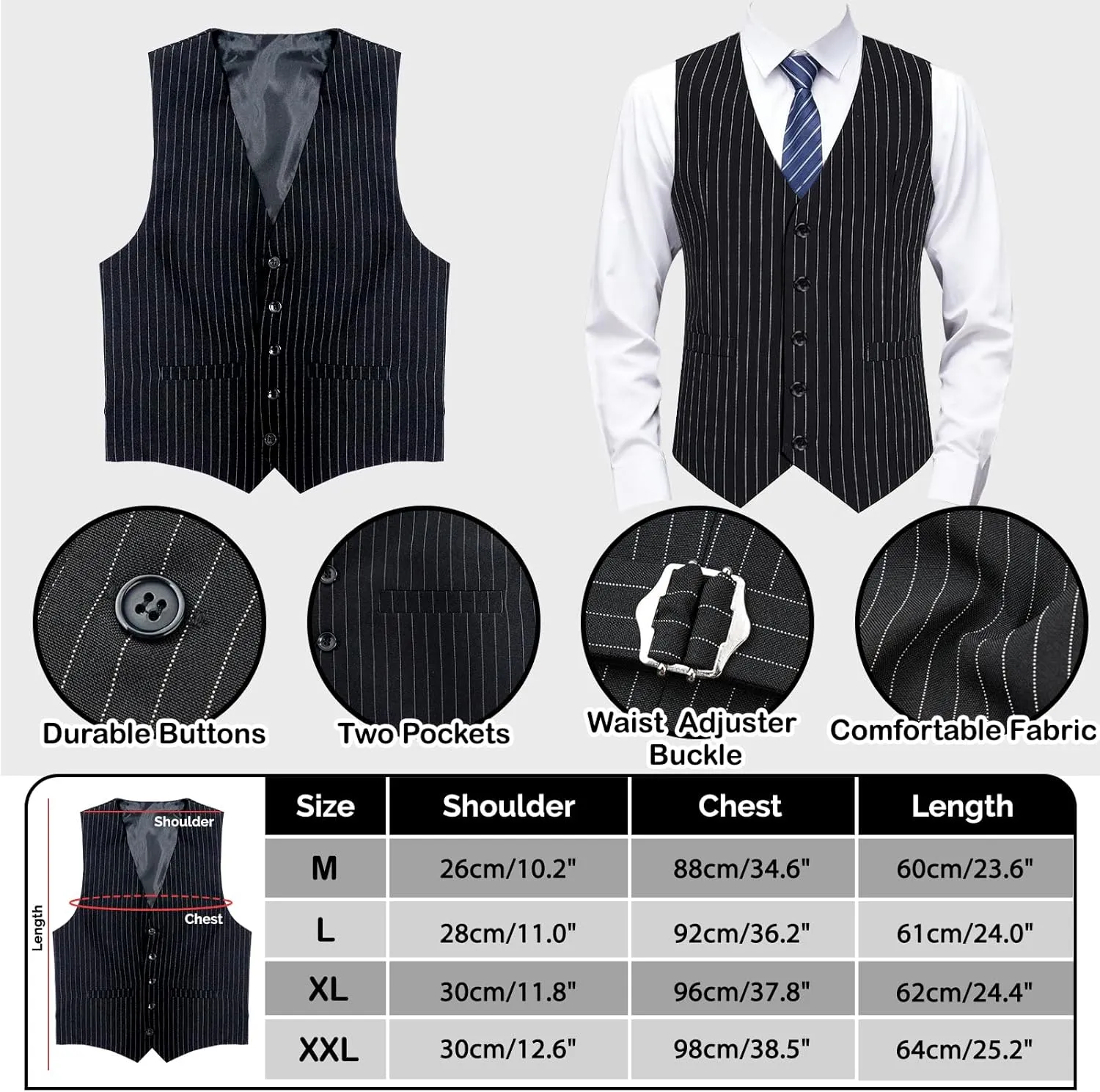 Accessories Set for Adult, Roaring Retro 20s refuse governor removal watercraft Gatsby Gangster Costume Outfit with Stripe Vest Fedora Hat Tie 1920s Men Costume 