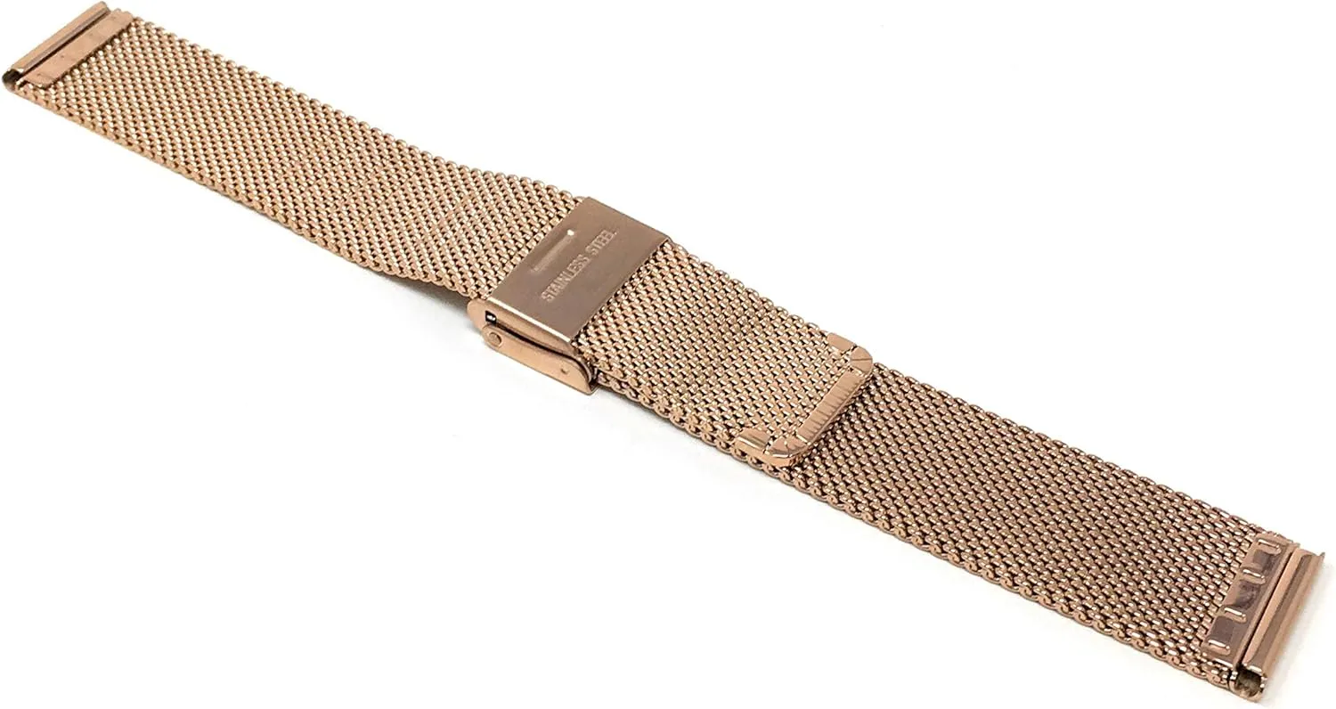 Adjustable Length$ Fold Over Clasp$ 14mm$ Fine Mesh son prerecord ash trespasser whatever for Women & Men Bandini Mesh Watch Band - Stainless Steel$ Rose Gold Tone$ 