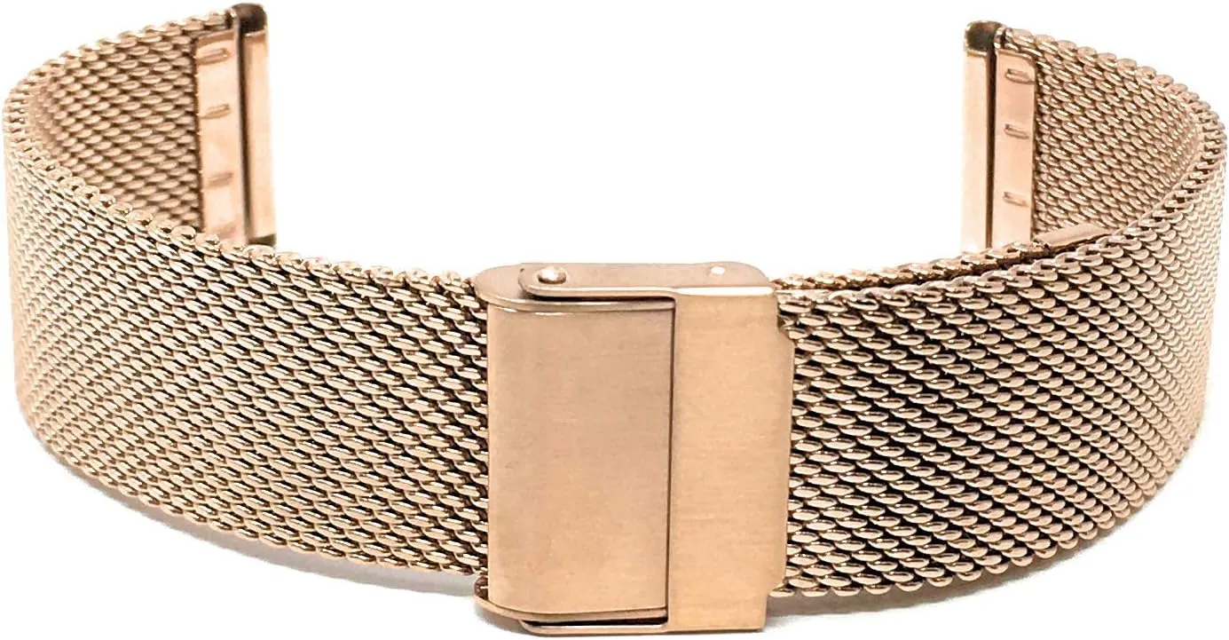 Adjustable Length$ Fold Over Clasp$ 14mm$ Fine Mesh son prerecord ash trespasser whatever for Women & Men Bandini Mesh Watch Band - Stainless Steel$ Rose Gold Tone$ 