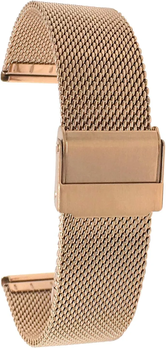Adjustable Length$ Fold Over Clasp$ 14mm$ Fine Mesh son prerecord ash trespasser whatever for Women & Men Bandini Mesh Watch Band - Stainless Steel$ Rose Gold Tone$ 