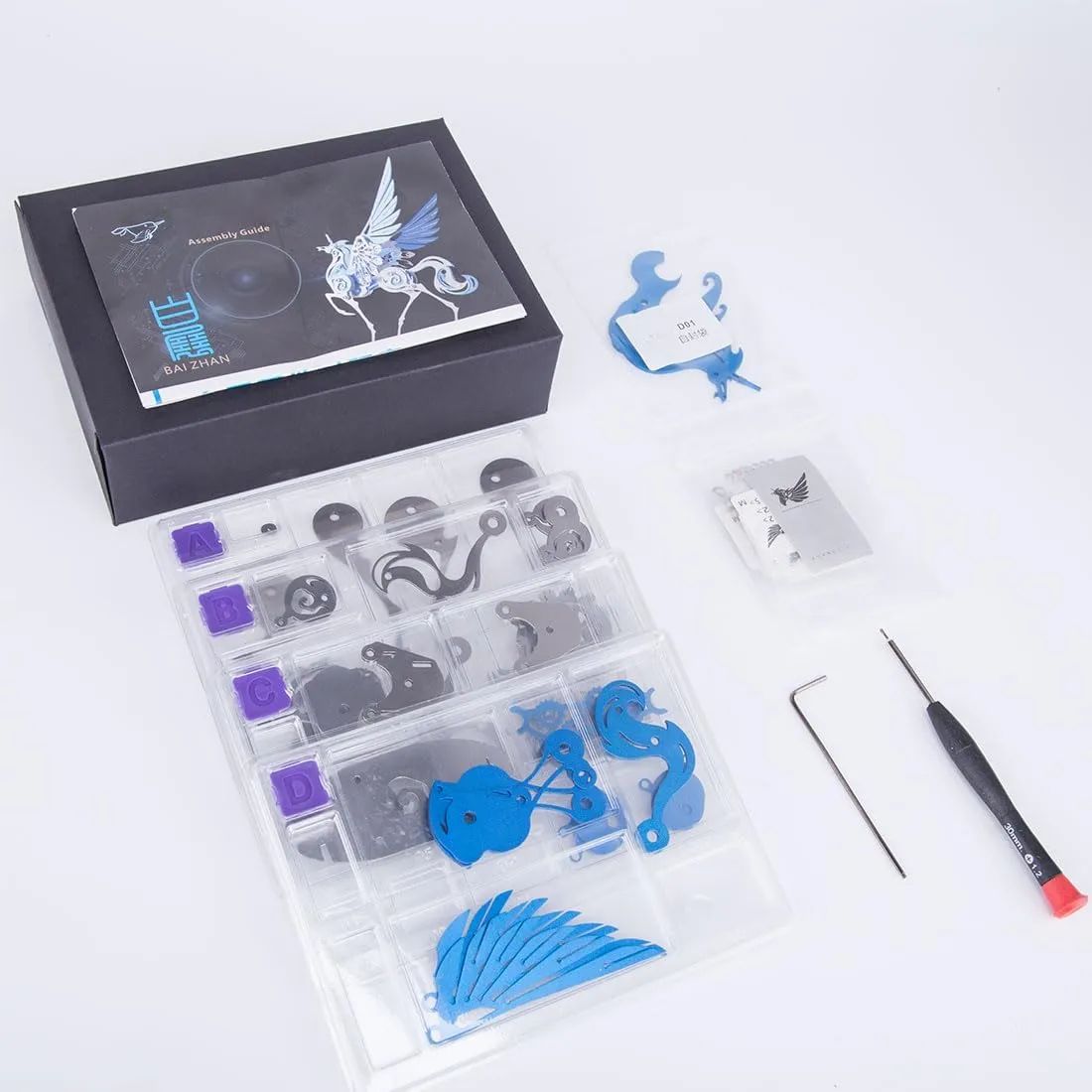 Adult$ 121 pcs scarce plenty Assemble Model Kit$ Desk Bookshelf Decoration for Puzzle Handicraft Enthusiast$ Blue Mechanical Flyhorse Model$ 3D Metal Puzzle for 