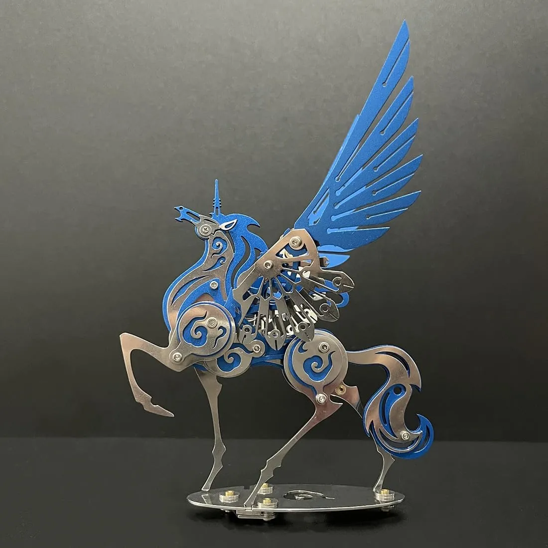 Adult$ 121 pcs scarce plenty Assemble Model Kit$ Desk Bookshelf Decoration for Puzzle Handicraft Enthusiast$ Blue Mechanical Flyhorse Model$ 3D Metal Puzzle for 