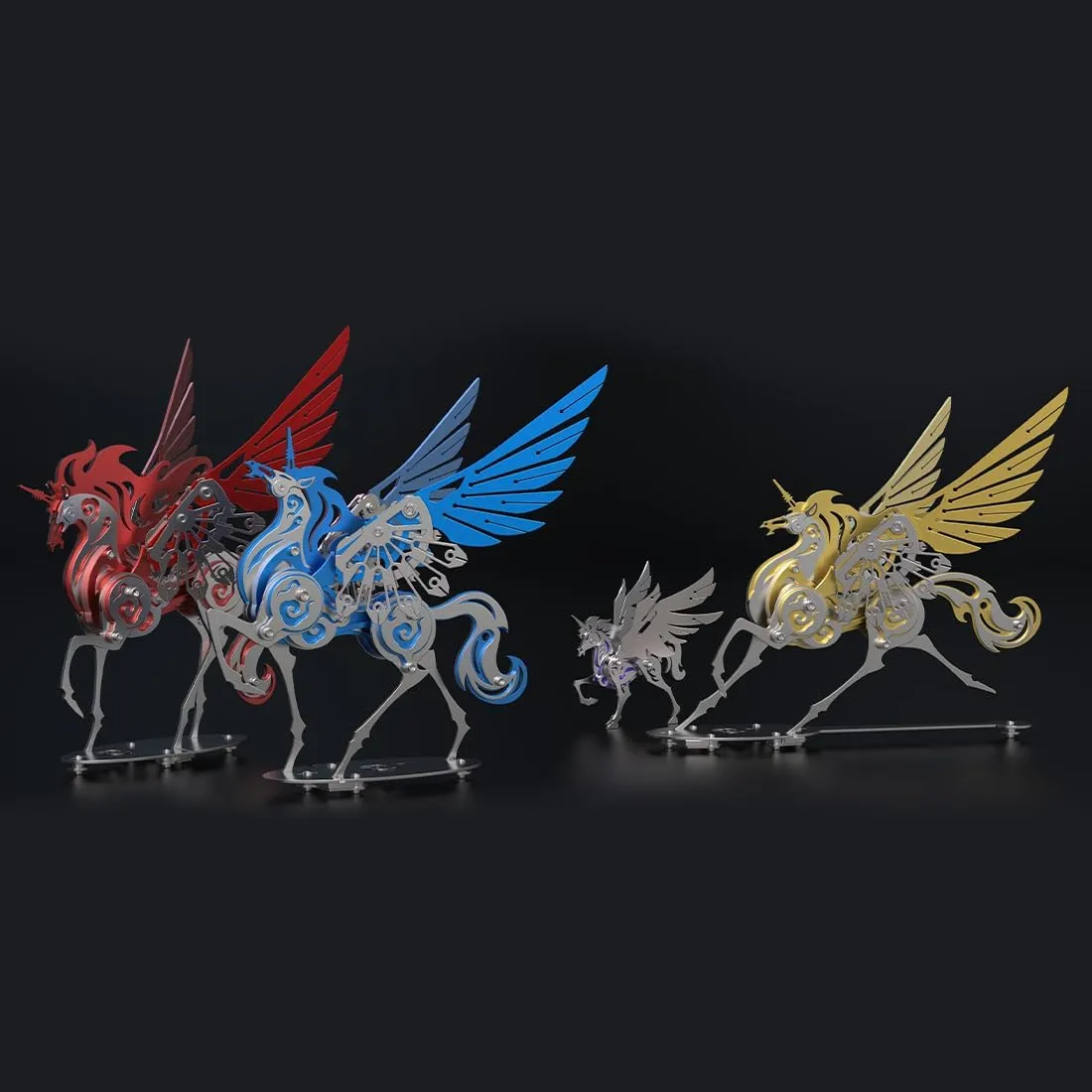 Adult$ 121 pcs scarce plenty Assemble Model Kit$ Desk Bookshelf Decoration for Puzzle Handicraft Enthusiast$ Blue Mechanical Flyhorse Model$ 3D Metal Puzzle for 