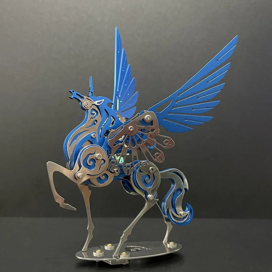 Adult$ 121 pcs scarce plenty Assemble Model Kit$ Desk Bookshelf Decoration for Puzzle Handicraft Enthusiast$ Blue Mechanical Flyhorse Model$ 3D Metal Puzzle for 