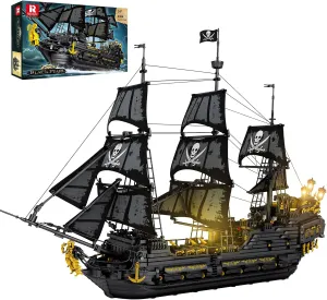 Adult Boys Girls 14 ��4304 PCS�� Pirate Ship Building Set with LED Lights$Large Black Pearl Ship Model 66036$Pirate mythology Ship Sailboat Toy$Halloween Home Decor Birthday Gifts$Model Kits for 