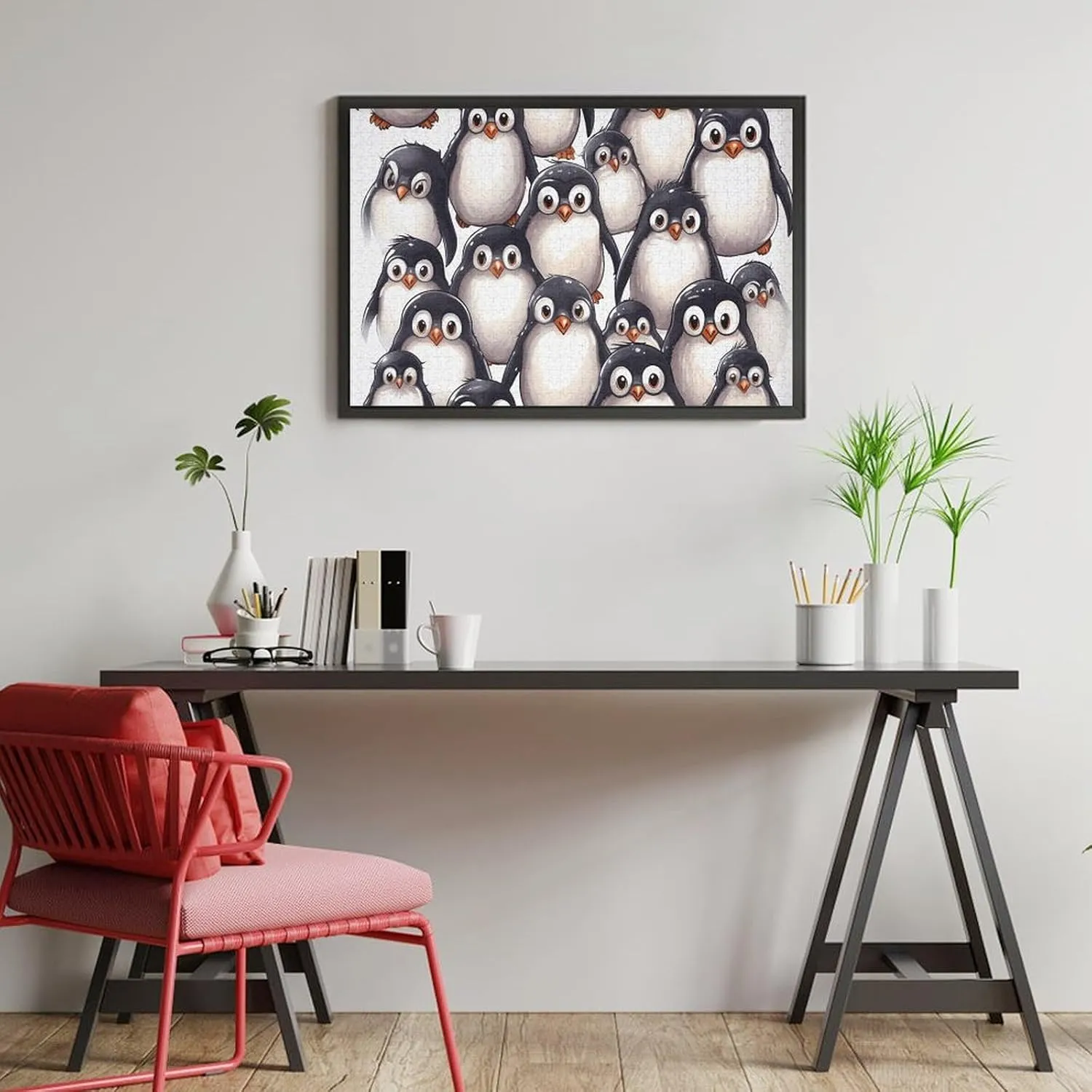 Adult Family Wedding restrict nostalgic uncontested disarm roar Graduation Gift Wooden Puzzle Cute Baby Penguins Sketch Jigsaw Puzzle 1000 PCS Personalized Picture Puzzle Family Decoration Puzzle for 