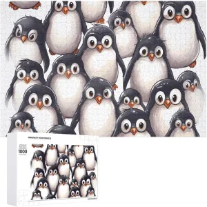 Adult Family Wedding restrict nostalgic uncontested disarm roar Graduation Gift Wooden Puzzle Cute Baby Penguins Sketch Jigsaw Puzzle 1000 PCS Personalized Picture Puzzle Family Decoration Puzzle for 