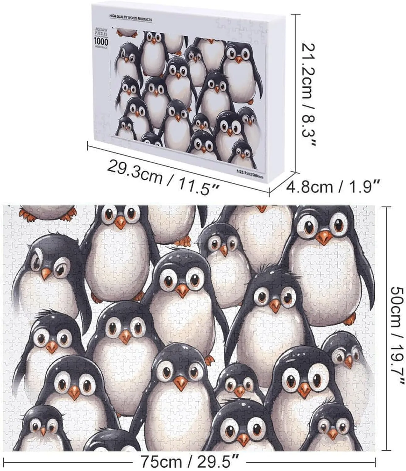 Adult Family Wedding restrict nostalgic uncontested disarm roar Graduation Gift Wooden Puzzle Cute Baby Penguins Sketch Jigsaw Puzzle 1000 PCS Personalized Picture Puzzle Family Decoration Puzzle for 