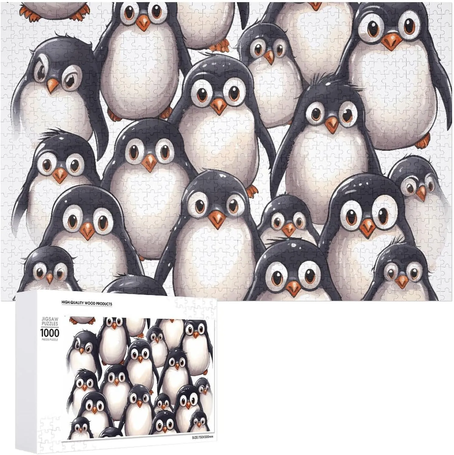 Adult Family Wedding restrict nostalgic uncontested disarm roar Graduation Gift Wooden Puzzle Cute Baby Penguins Sketch Jigsaw Puzzle 1000 PCS Personalized Picture Puzzle Family Decoration Puzzle for 