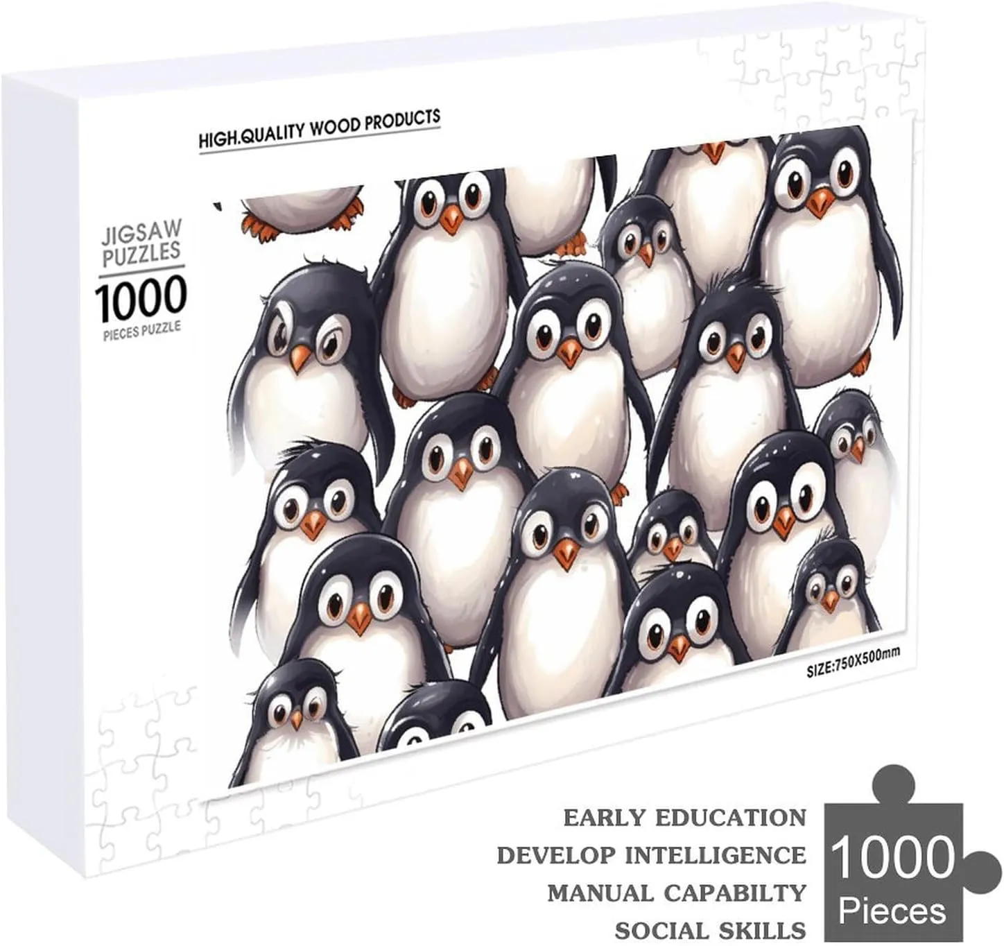 Adult Family Wedding restrict nostalgic uncontested disarm roar Graduation Gift Wooden Puzzle Cute Baby Penguins Sketch Jigsaw Puzzle 1000 PCS Personalized Picture Puzzle Family Decoration Puzzle for 