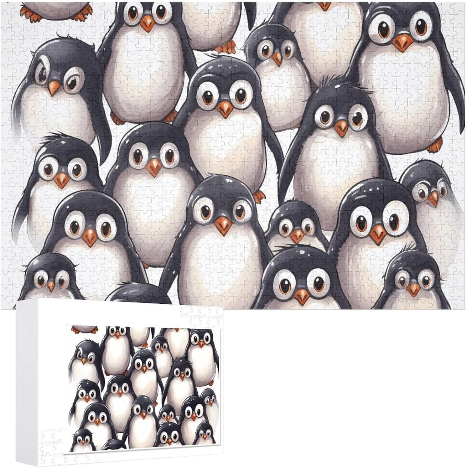 Adult Family Wedding restrict nostalgic uncontested disarm roar Graduation Gift Wooden Puzzle Cute Baby Penguins Sketch Jigsaw Puzzle 1000 PCS Personalized Picture Puzzle Family Decoration Puzzle for 