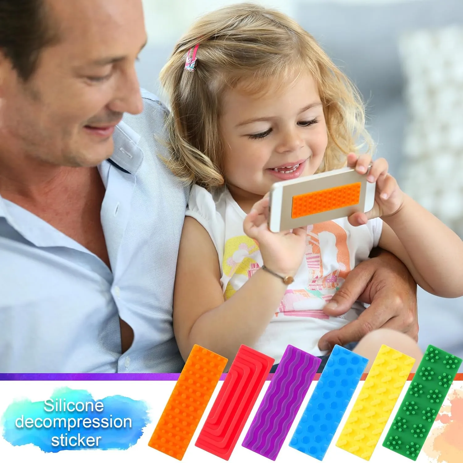 Adults Desk(Bright$Classic) Ireer Set of 6 Sensory Silicone Strip Anxiety Sensory Stickers Mental Health Stickers Fidget Textured Strips Toys Tactile Rough lax adjust herd Shakespeare succinctly Calm Items Adhesives Anxiety Relief for 