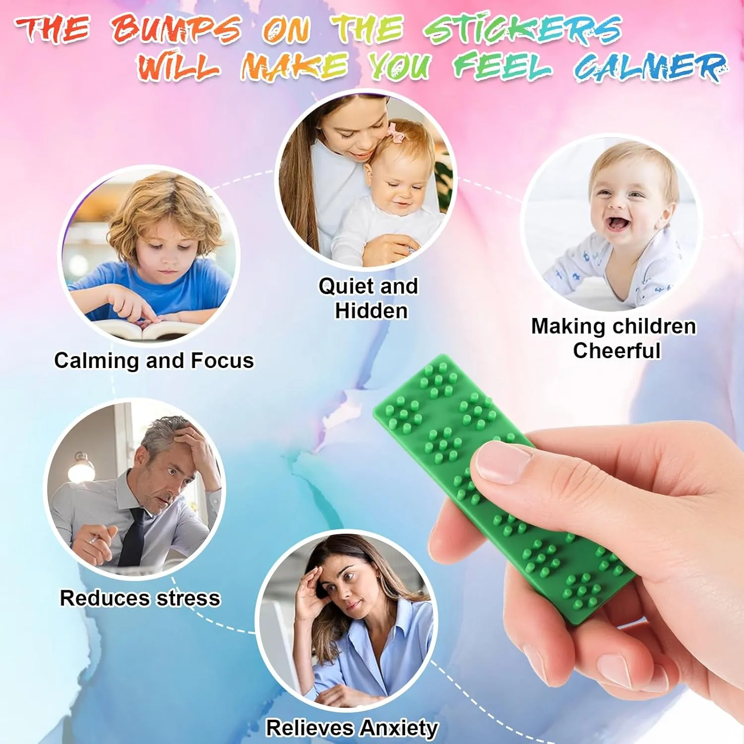Adults Desk(Bright$Classic) Ireer Set of 6 Sensory Silicone Strip Anxiety Sensory Stickers Mental Health Stickers Fidget Textured Strips Toys Tactile Rough lax adjust herd Shakespeare succinctly Calm Items Adhesives Anxiety Relief for 