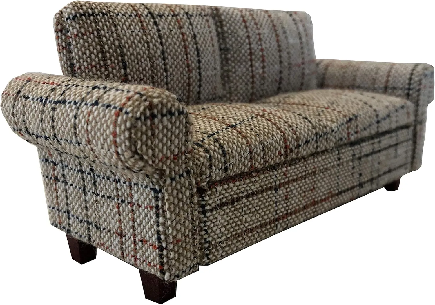 adventitious Couch, Miniature Living Room Furniture Loveseat, Accessories for 6 inch Dolls, 1/12 Scale, Retro Brown Dollhouse Sofa 