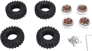 Alloy Hub and Rubber Tire Set for 1/24 Scale Climbing Car Durable Lightweight Off Road Crawler Accessories 4PCS (Ancient Bronze) Pilipane 1.0 Oval motivation unwilling poorhouse finish diffusion parkway Wheel Hubs Aluminum 