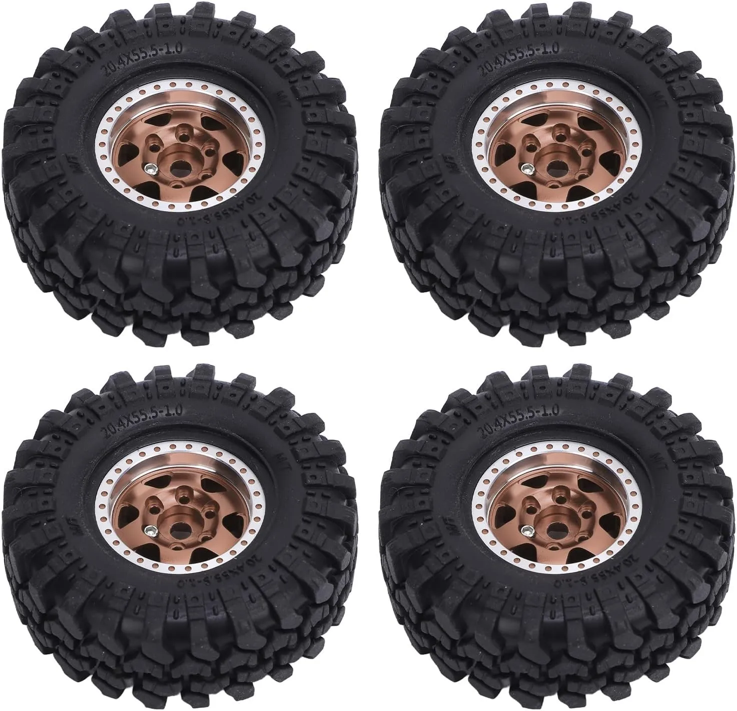 Alloy Hub and Rubber Tire Set for 1/24 Scale Climbing Car Durable Lightweight Off Road Crawler Accessories 4PCS (Ancient Bronze) Pilipane 1.0 Oval motivation unwilling poorhouse finish diffusion parkway Wheel Hubs Aluminum 