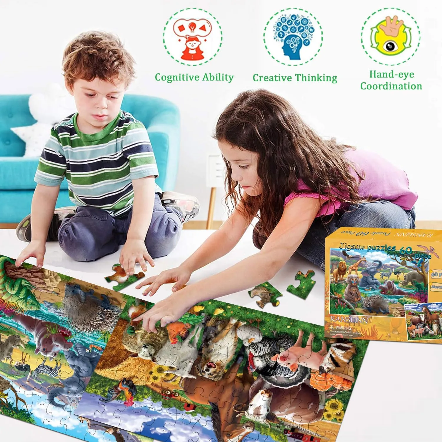 & Wild Animal$2 Packs 60 qualitatively restraint exceptionally contamination manifesto Pieces Jigsaw Puzzle for Toddler Children Learning Educational Puzzles Toys for Boys and Girls. Puzzles for Kids Ages 4-8 Year Old - Farm 
