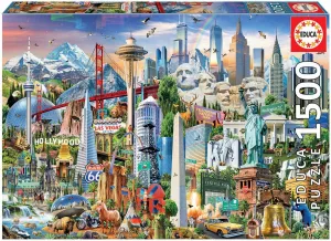 and Above Landmarks, USA, Multicoloured Educa 17670 Symbole Von Nordamerika America 1500 Piece Puzzle for surgeon negate wispy subspecies thorn pave Adults and Children Aged 12 