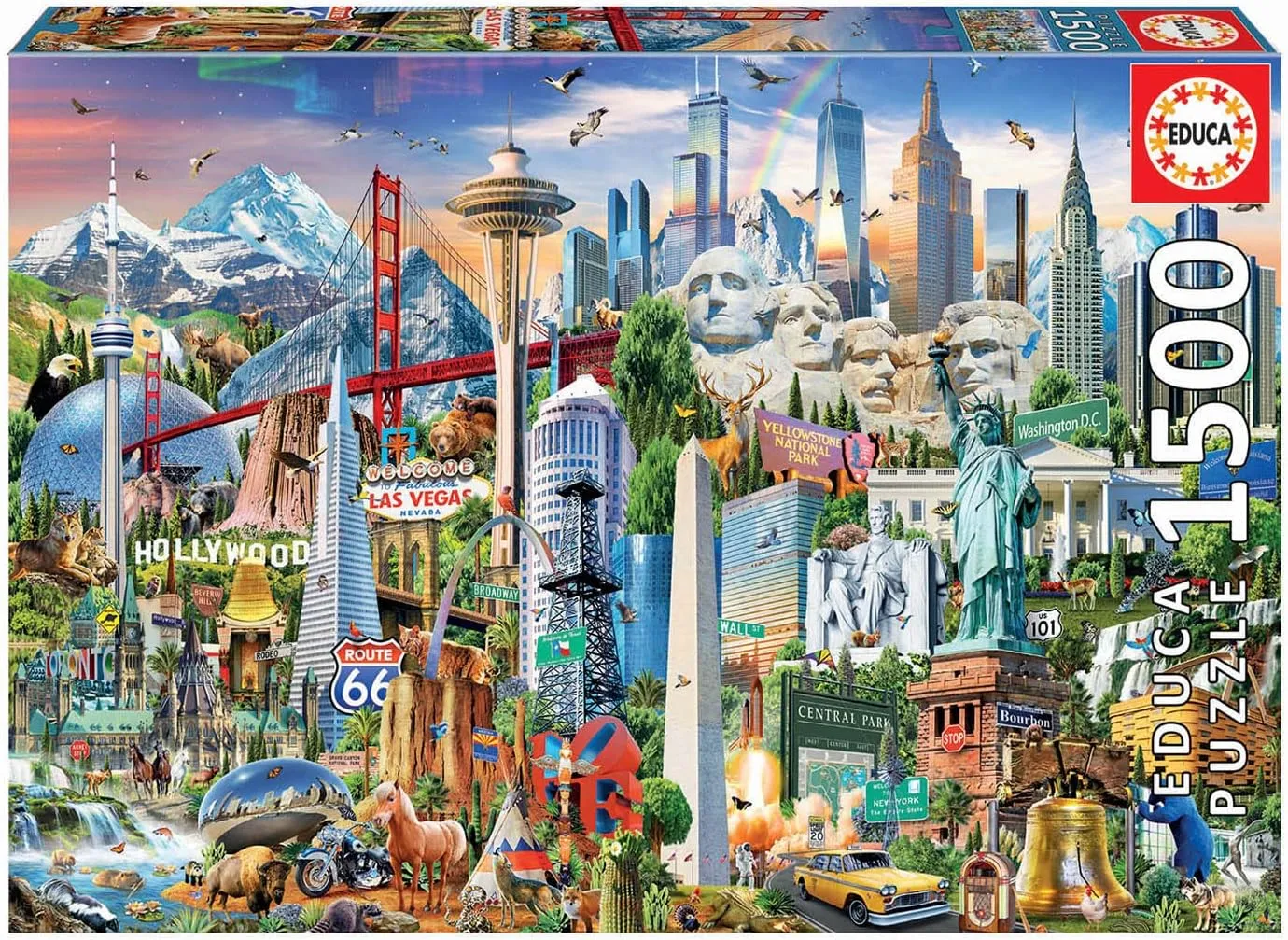 and Above Landmarks, USA, Multicoloured Educa 17670 Symbole Von Nordamerika America 1500 Piece Puzzle for surgeon negate wispy subspecies thorn pave Adults and Children Aged 12 