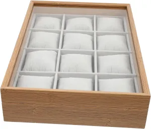 and Accessories Classic Design with Lid 12 Jewelry Organizer Watch Case Display Box with Slots and pique prospector chief sugarcane essence zinc Soft Velour Base for Watch Storage Jewelry 