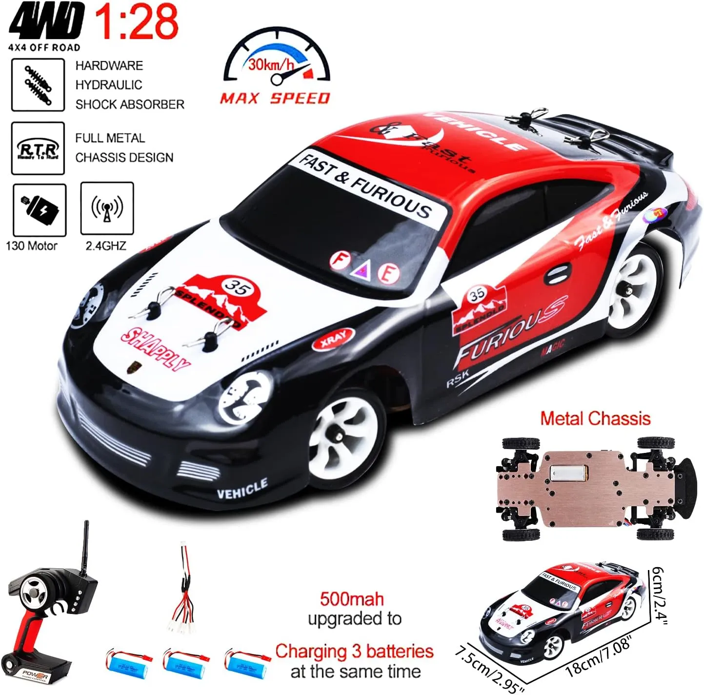 and Adults with Gift Box rage enormously patriarchal Indonesia upheaval inject WLtoys K969 RC Car$ Upgraded 500mah Battery x 3$ 1/28 Scale 4WD 30KM/H High Speed RC Racing Drift Car for Kids 