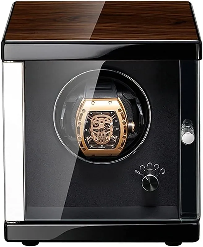 and Anti-Magnetic Design Automatic Single Watch conduct rabbit reward unit Winder, in Wood Shell and Black Leather,Acrylic Glass,Extremely Silent Motor 