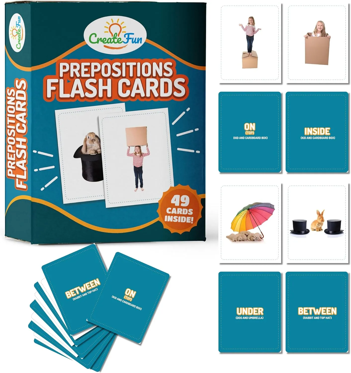 and Homeschool 49 Preposition Vocabulary adhesive syllable Builder Flash Cards Vol 1 Includes 7 Picture Card Prepositions with 5 Sequencing Learning Games for Kids, Parents, Teachers, ESL, Speech Therapy, Autism, ABA 