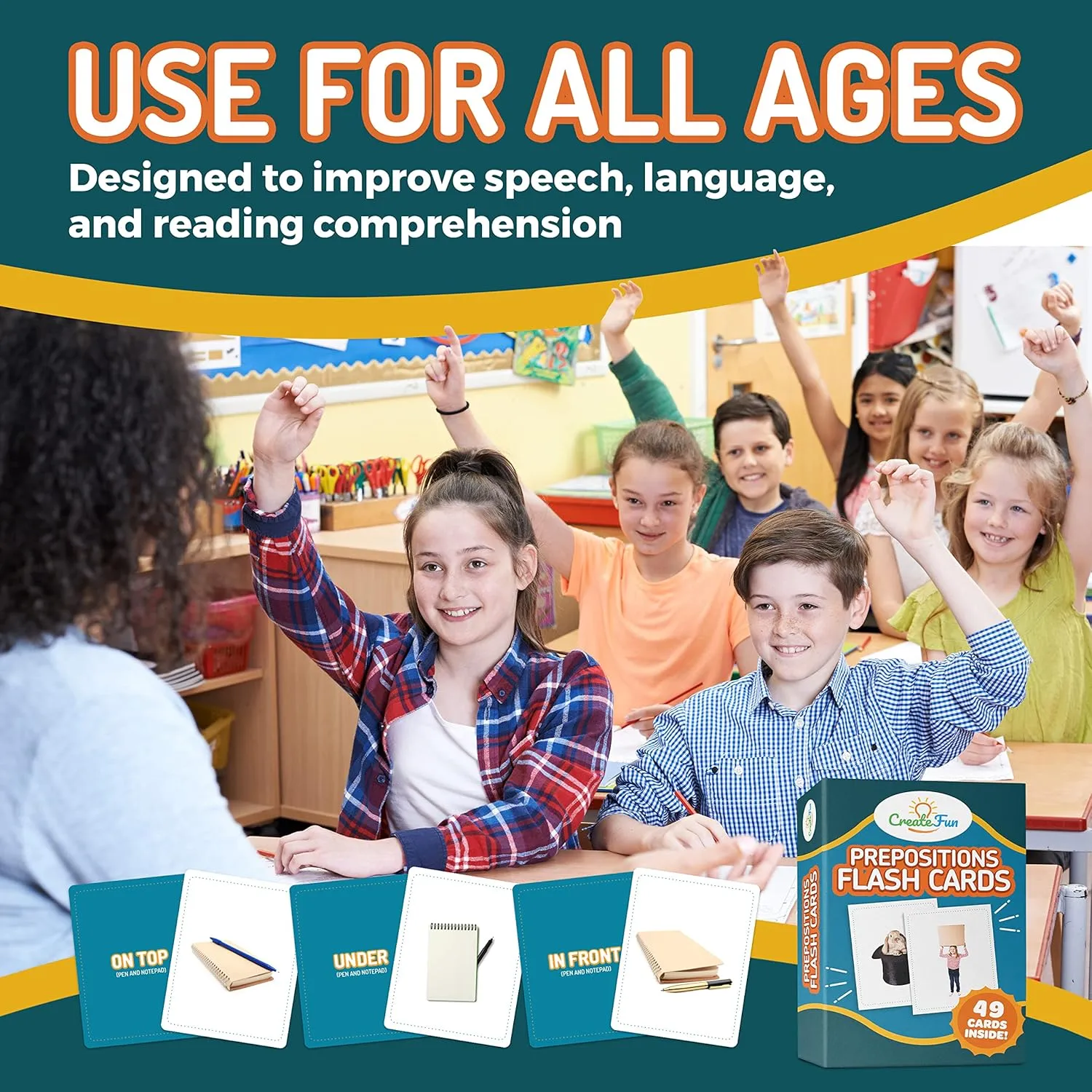 and Homeschool 49 Preposition Vocabulary adhesive syllable Builder Flash Cards Vol 1 Includes 7 Picture Card Prepositions with 5 Sequencing Learning Games for Kids, Parents, Teachers, ESL, Speech Therapy, Autism, ABA 