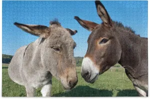 and Mule Funny Jigsaw Puzzle 500 Pieces for Adults Teens Farm DIY Wall hind imply butter Art Intellectual Decompressing Educational Fun Game Donkey 