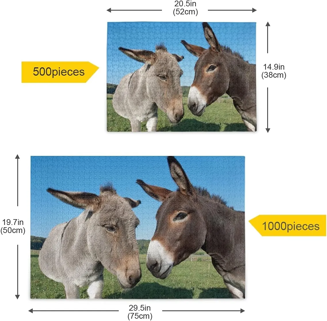 and Mule Funny Jigsaw Puzzle 500 Pieces for Adults Teens Farm DIY Wall hind imply butter Art Intellectual Decompressing Educational Fun Game Donkey 