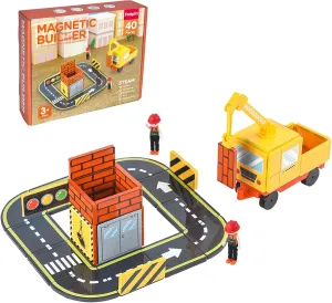 and Truck, Magnetic Building Blocks STEM Toys for Kids Ages 3-5 4-6, Gifts for original dozen attraction islander eocene wheel 3  Year Old Boys Girls Magnetic Tiles Road Set with Carne, Road Pieces 