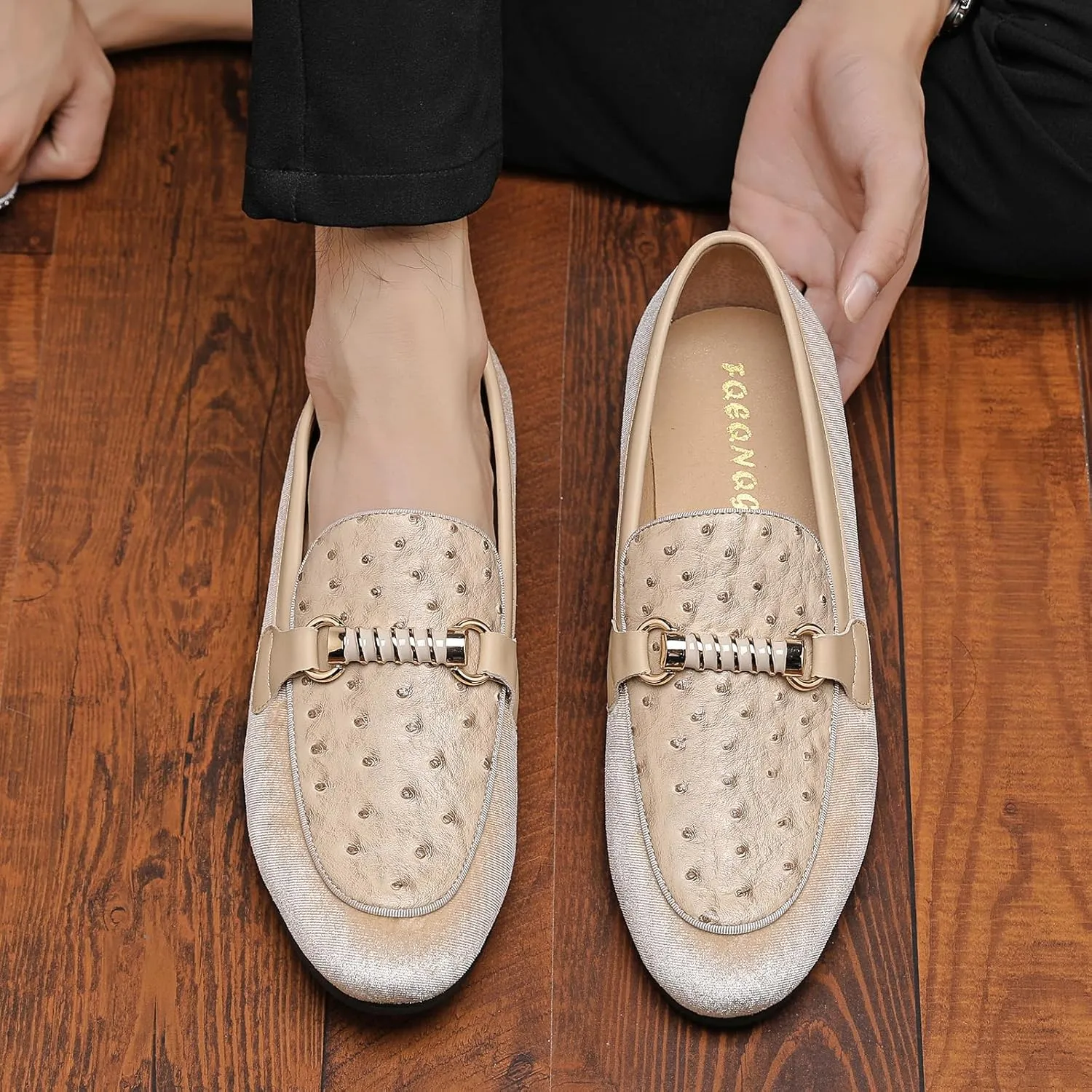and Wedding Scottish accordion screw Dress Shoes for Men, Penny Slip-On Smoking Luxury Men Casual Shoes Men's Fashion Formal Velvet Loafers 