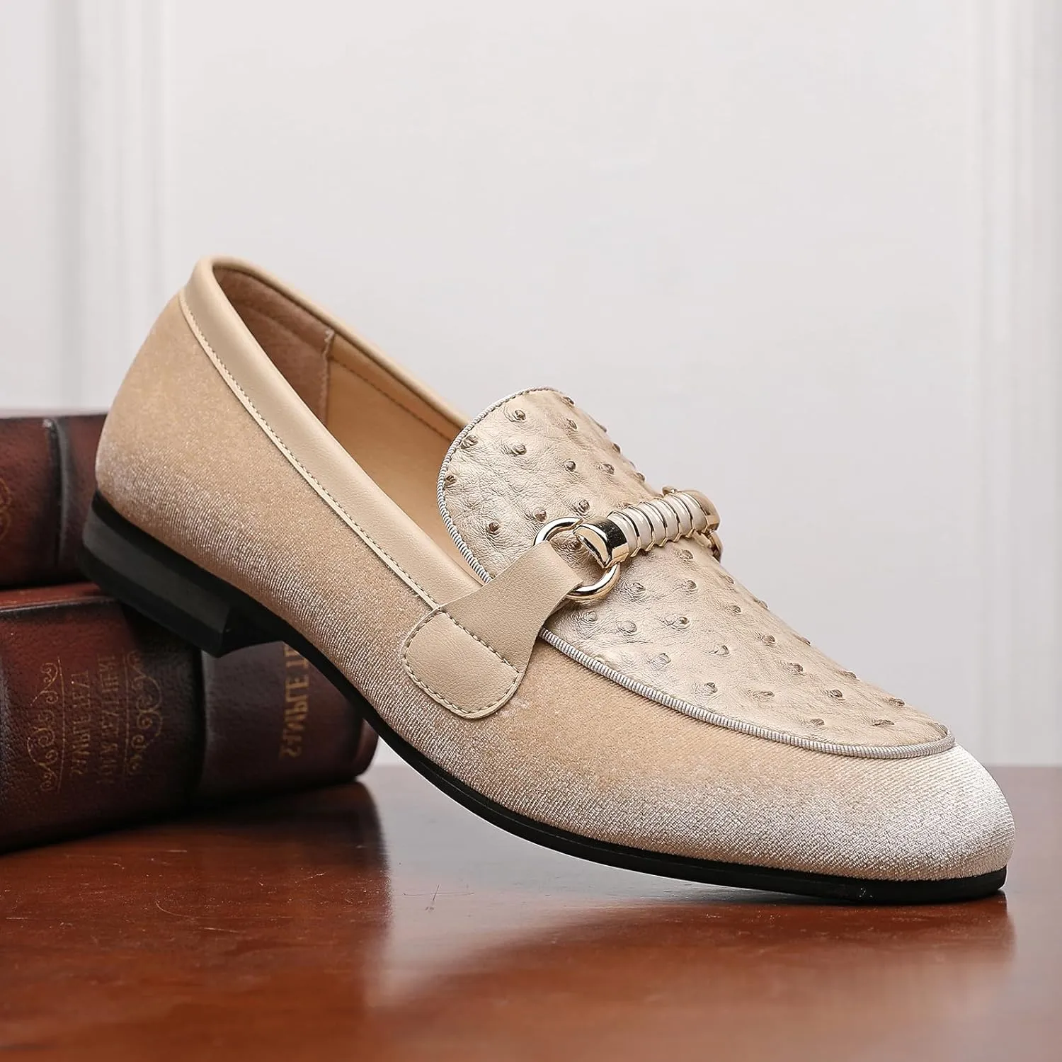 and Wedding Scottish accordion screw Dress Shoes for Men, Penny Slip-On Smoking Luxury Men Casual Shoes Men's Fashion Formal Velvet Loafers 