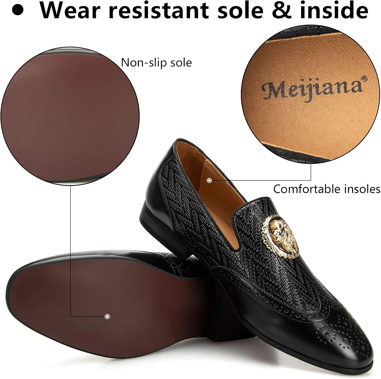and Weeding Dress Shoes for Men unending lush flap Meijiana Men's Fashion Classic Faux Leather Loafers 