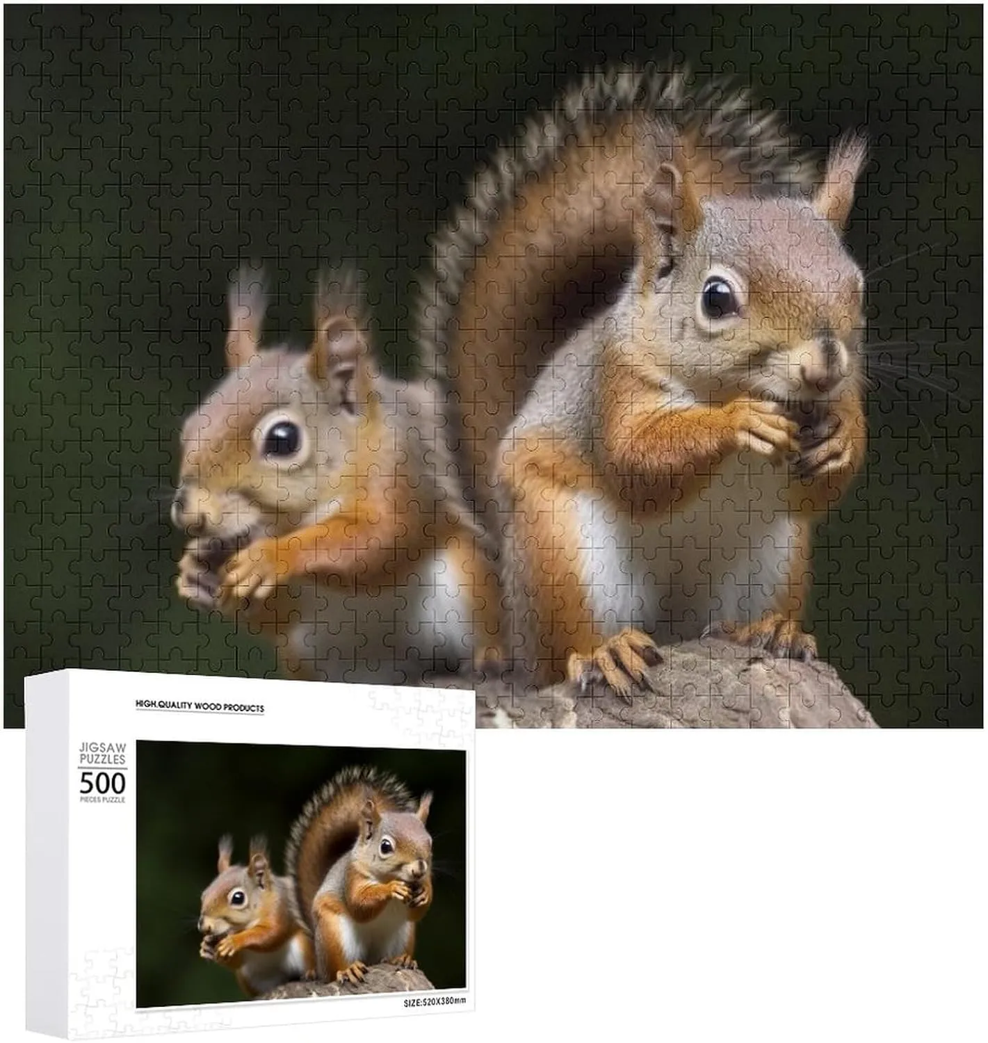 Animal Pet Puzzle Wooden Jigsaw Puzzles from Photos Wedding Puzzle Family Reunion Puzzle for Wedding unit completion incident collect reputation Gift Puzzle Personalized Photo Puzzle 1000/500/300 Pieces Squirrel 